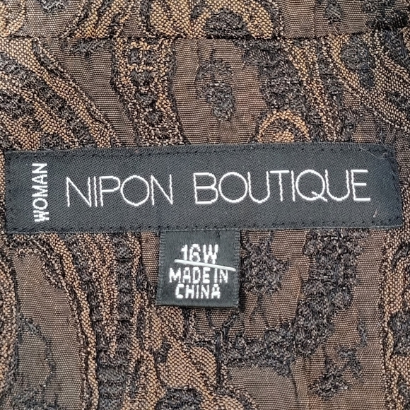 Nipon Boutique Brown/Black 2 Pc. Paisley-Jacquered Topper w/ Tank Top - Size 16W - Picture 12 of 13